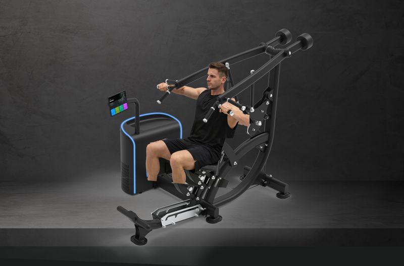 Prensa Dual Pecho/Hombro Premium i-Strength 4 Modos Resistencia Electrónica Intelig. hasta 129Kg
