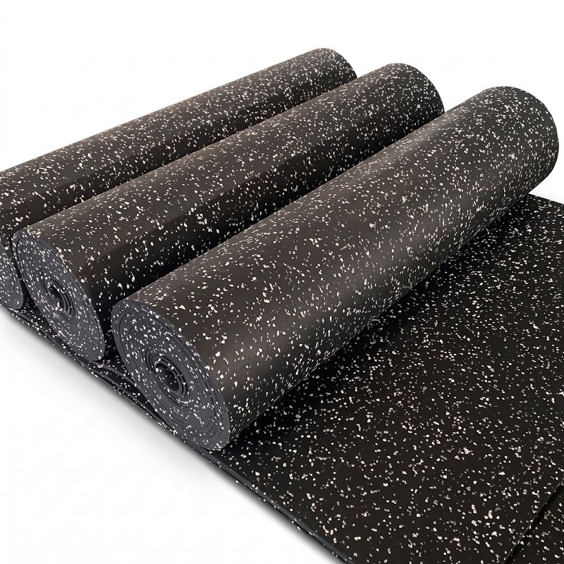 Piso de Caucho en Rollo Negro con Chips Grises 1 x 10 m – Espesor 4 - 6 u 8 mm