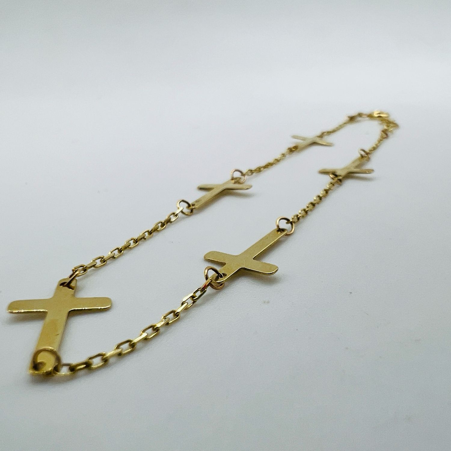 Pulsera slim &quot;cruces&quot; 14k