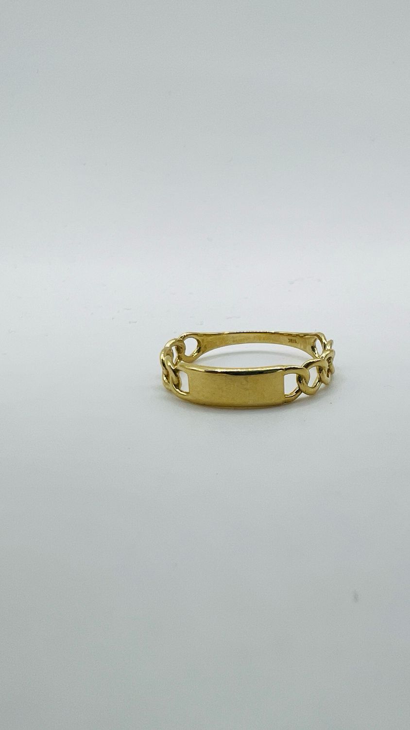 Anillo eslabón con placa 10k
