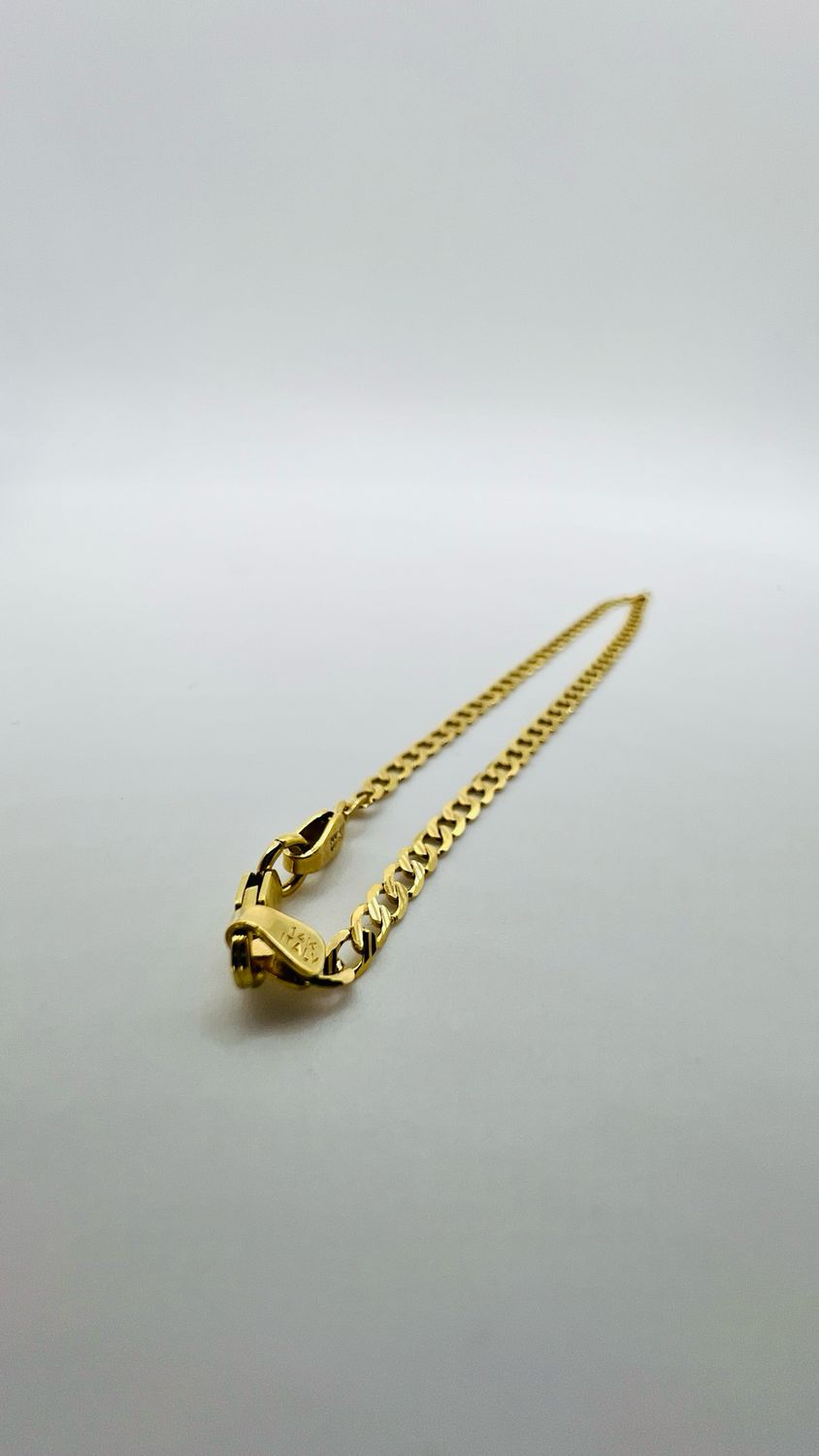 Pulsera barbada mini 14k, Terminado: Amarillo