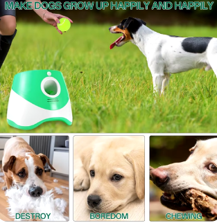 Automaitc Dog Ball Launche Dogs,3 Launch Distances, Ball Launcher for Dogs with 12 Balls, Rechargeable Ball Thrower for Dogs