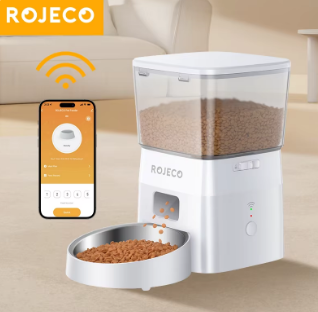 ROJECO Dog Feeder Automatic Smart Pet Food Dispenser for Pets Dog Kibble Dispenser With WIFI Remote Control Dog Feeding Supplies