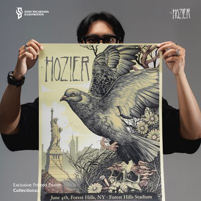 Signed Printed Poster - Hozier Unreal Unearth Tour 2024 Forest Hill Edition: Bones and Beaks