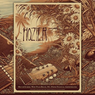 Signed Printed Poster - Hozier Unreal Unearth Tour 2024 West Palm Beach Edition: Seaside Symphony