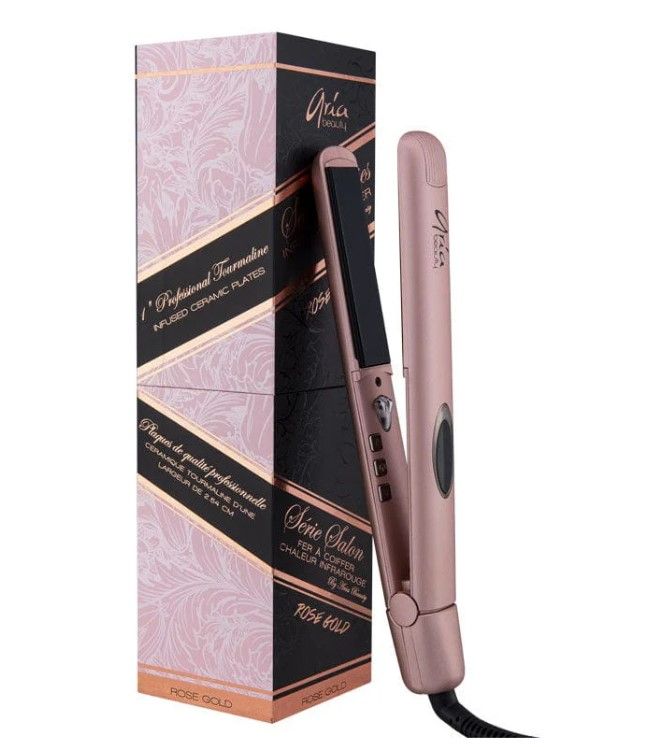 Piastra per capelli in ceramica a infrarossi nera da 1&quot;