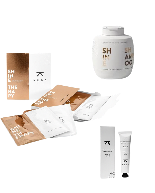 KUBO SHINE PACK THERAPY ( 5 Terapie da 2 bustine da 15ML ciascuna)+SHAMPOO SHINE 300ML OMAGGIO+1 TRAVEL REPAIR MASK 30ML(DEL VALORE DI 48,70 EUR)