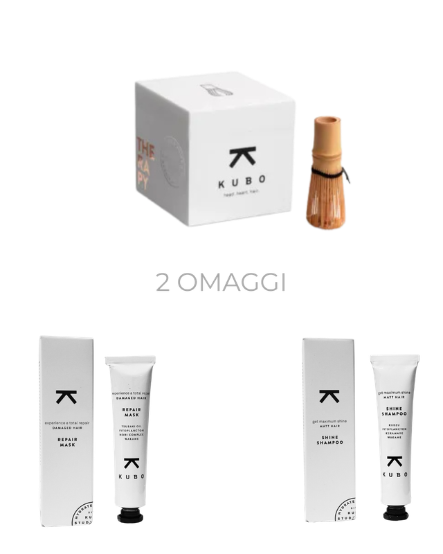 KUBO SHINETHERAPY EXPRESS  (2 Terapie da 2 bustine da 15ML ciascuna)+ UN OMAGGGIO SHAMPOOO SHINE 30ML + UN OMAGGIO MASCHERA REPAIR 30ML (DEL VALORE DI 23,60 EUR)