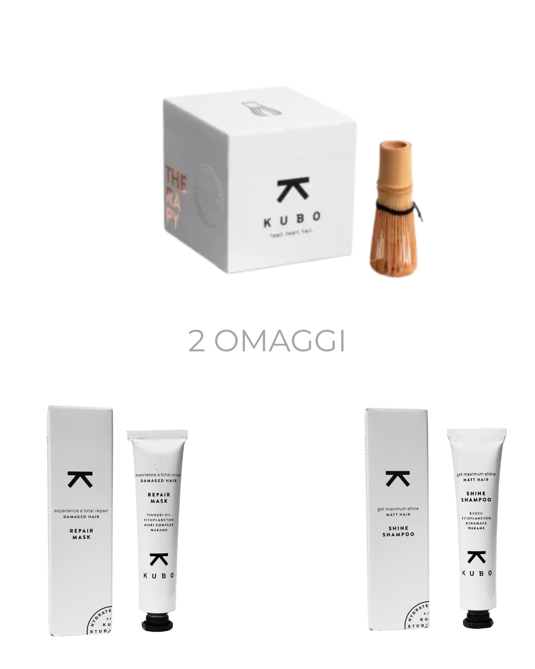 KUBO SHINETHERAPY EXPRESS  (2 Terapie da 2 bustine da 15ML ciascuna)+ UN OMAGGGIO SHAMPOOO SHINE 30ML + UN OMAGGIO MASCHERA REPAIR 30ML (DEL VALORE DI 23,60 EUR)