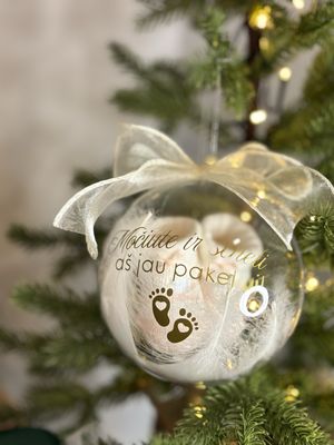 Personalizuotas Kalėdinis žaisliukas su tapukais - Mano pirmosios Kalėdos - LIGHT PINK