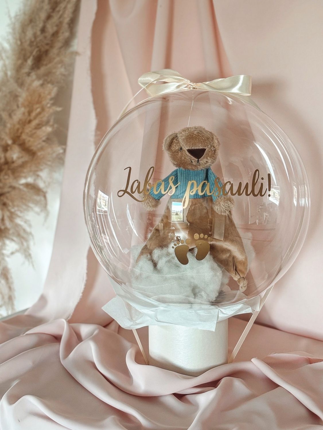 Personalizuota dovana balione naujagimiui - Labas pasauli!