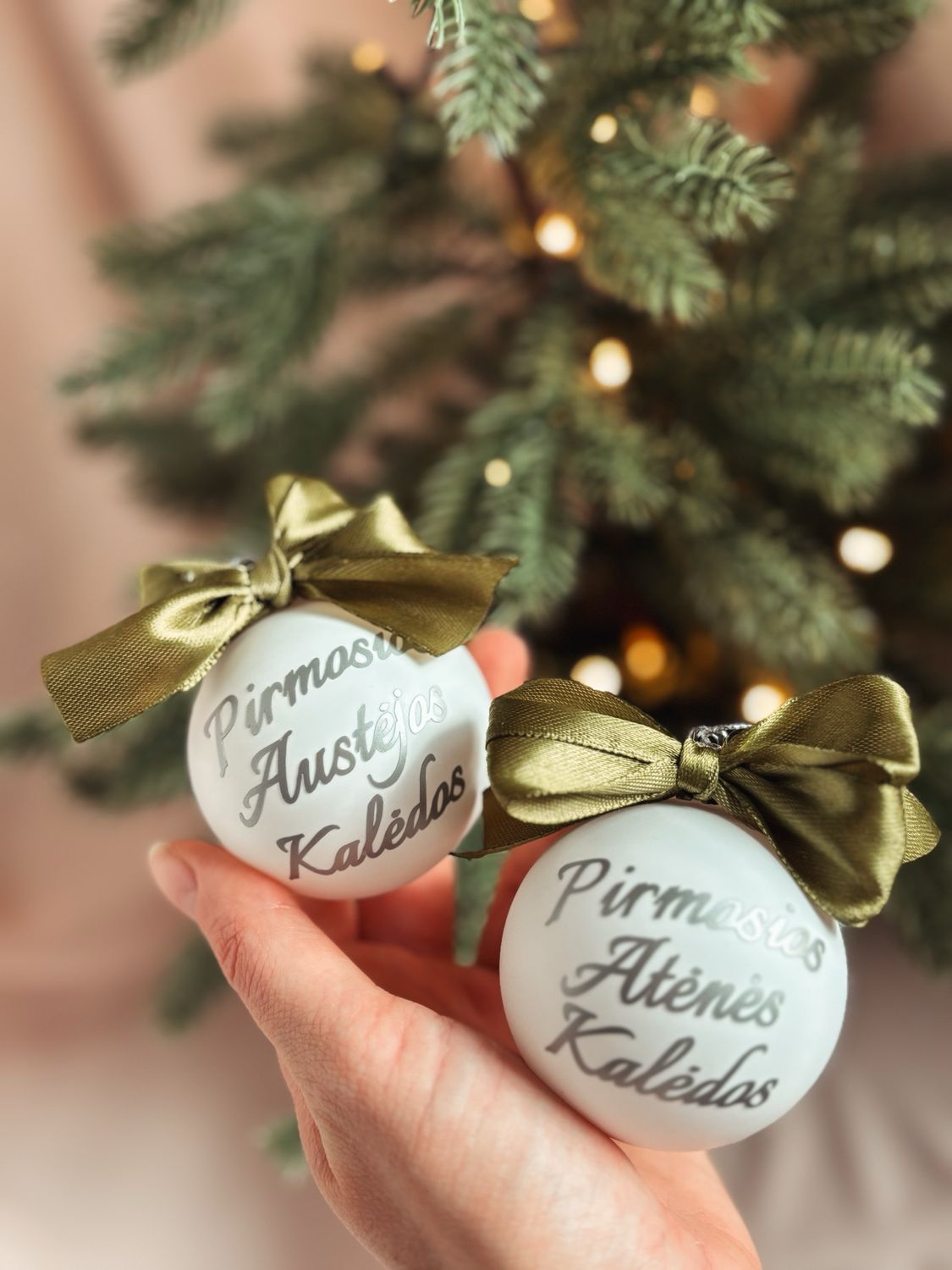 Personalizuotas Kalėdinis žaisliukas - Žalia ir balta