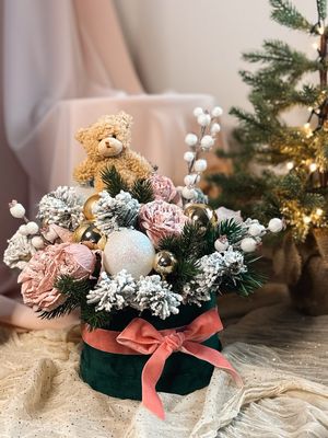 Kalėdinė kompozicija - Rožinė pastelė