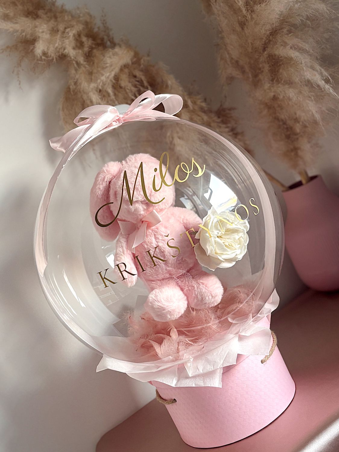 Personalizuota dovana balione - Zuikutis dėžutėje