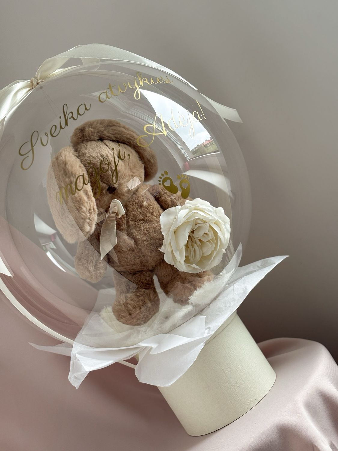 Personalizuota dovana balione - Rudas meškutis
