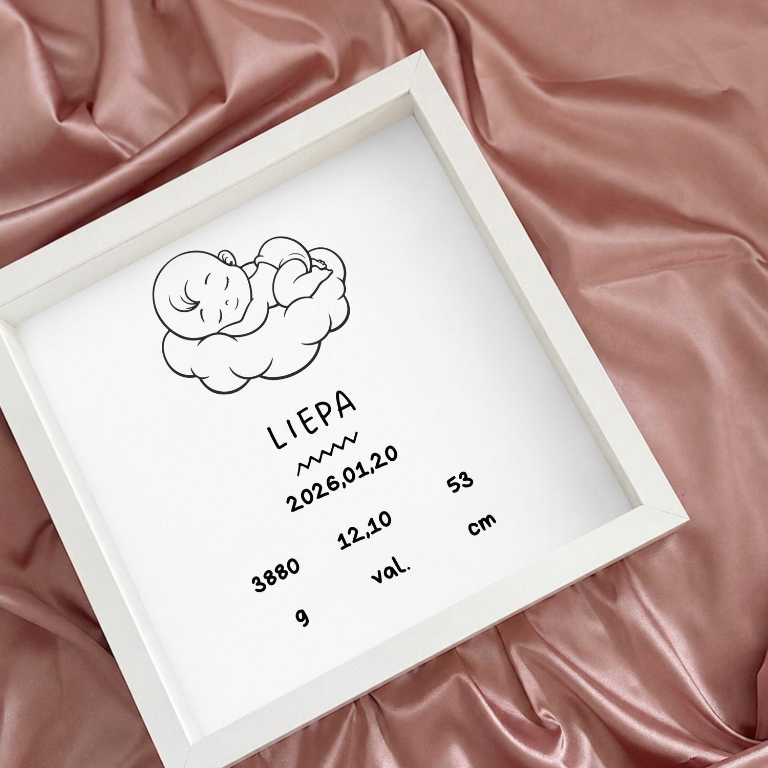 Personalizuotas rėmelis - dovana - Kūdikio metrikai