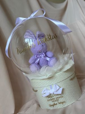 Personalizuota dovana balione - Violetinis zuikis