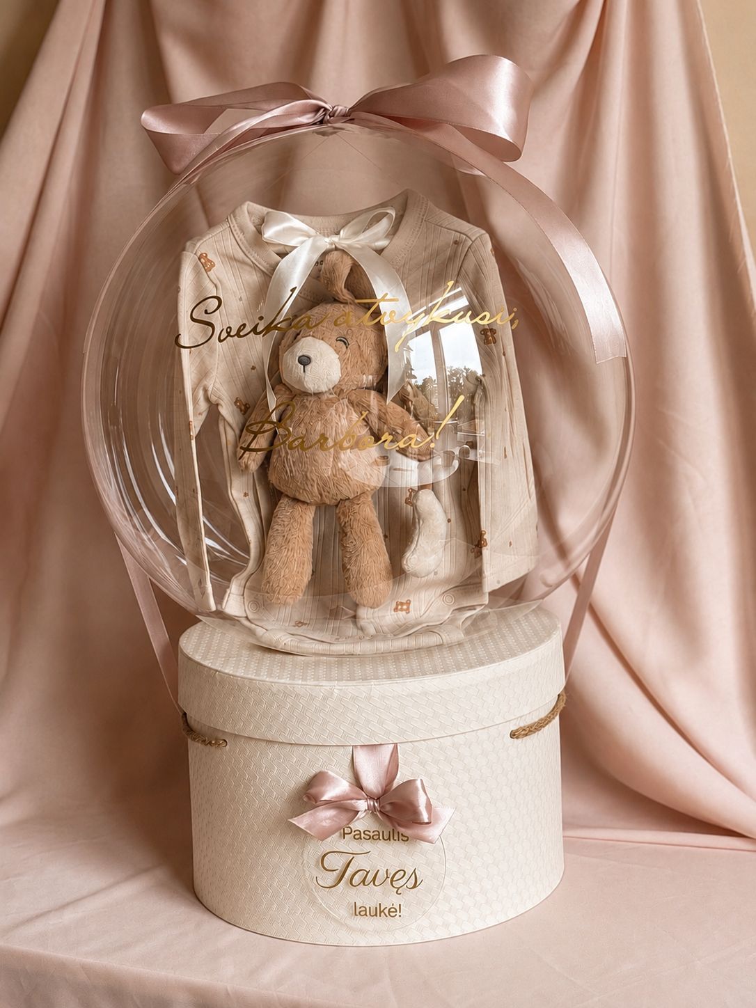 Personalizuota dovana balione naujagimiui - Teddy Baby