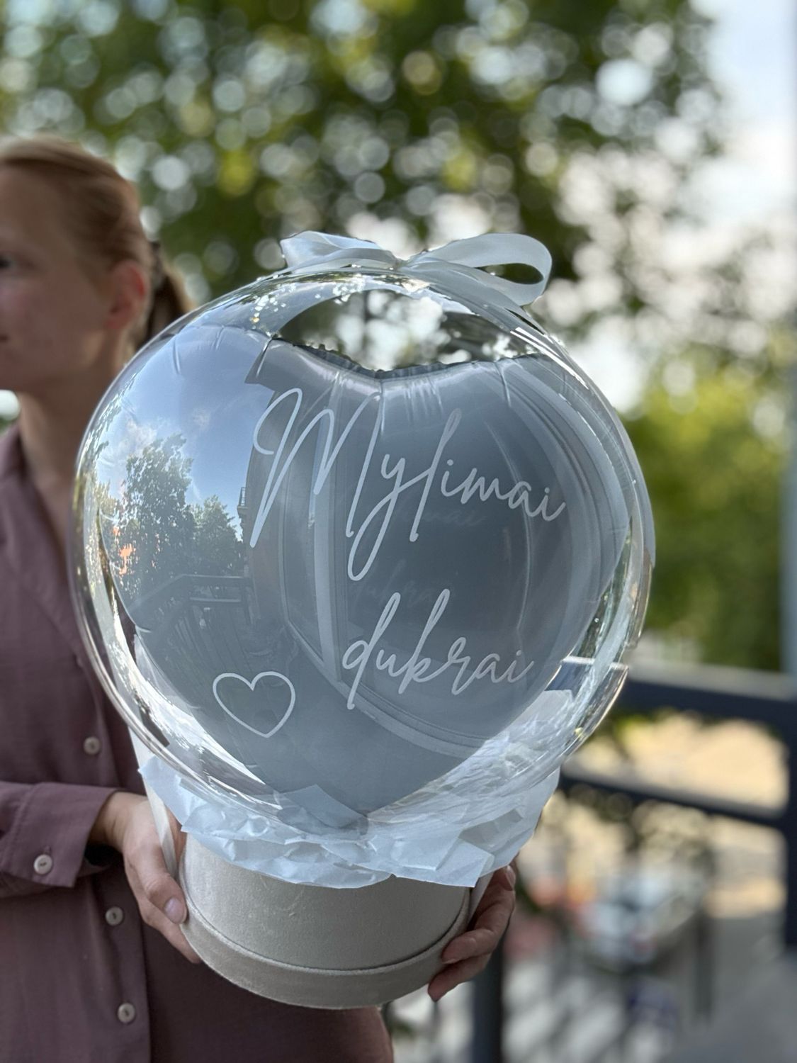 Personalizuotas balionas - Balta širdelė