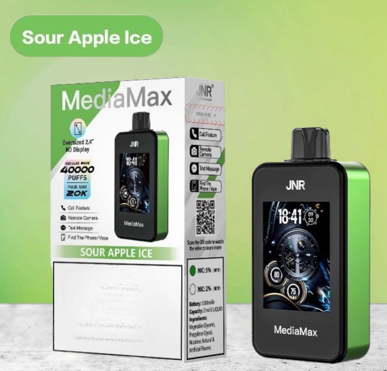 JNR MediaMax Sour Apple Ice 40000 Puffs