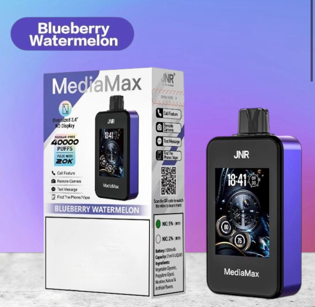 JNR MediaMax Blueberry Watermelon 40000 Puffs