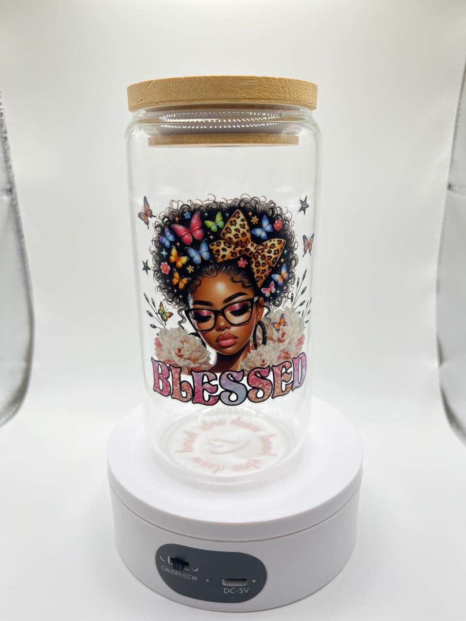 ​16 oz Glass Cup – Blessed 💖☀️