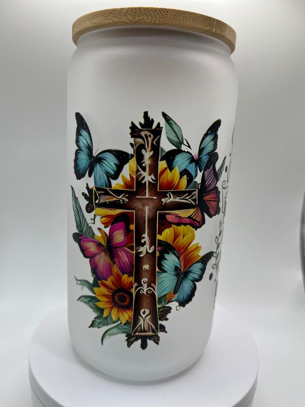 16 oz Glass Cup – Faith Makes It Possible ✨