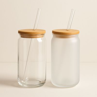 Glass Beer Can Tumbler: 16 oz