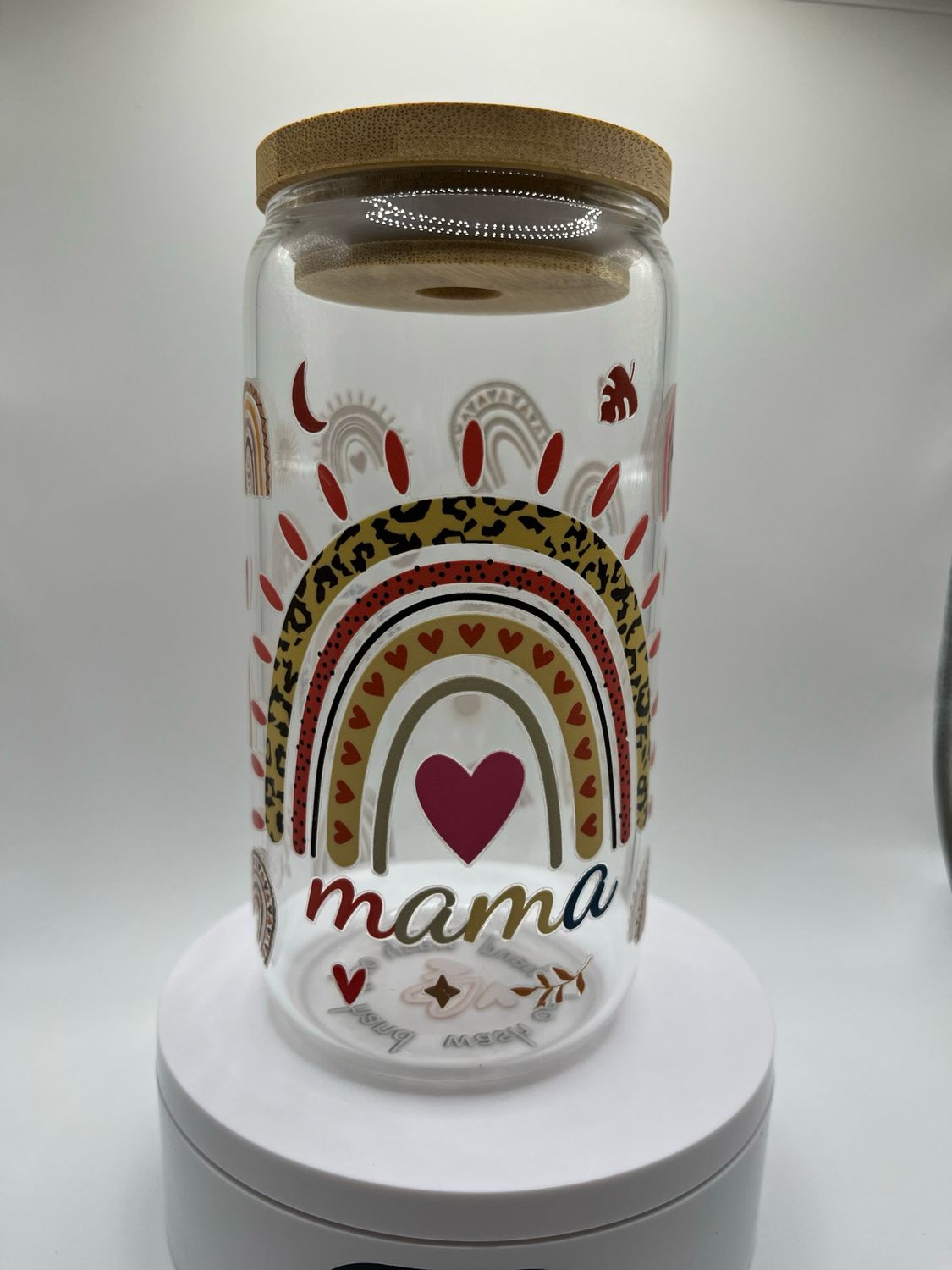 16 oz Glass Cup – Mama 💕🌸