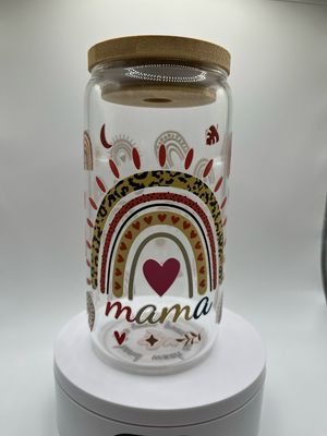 16 oz Glass Cup – Mama 💕🌸