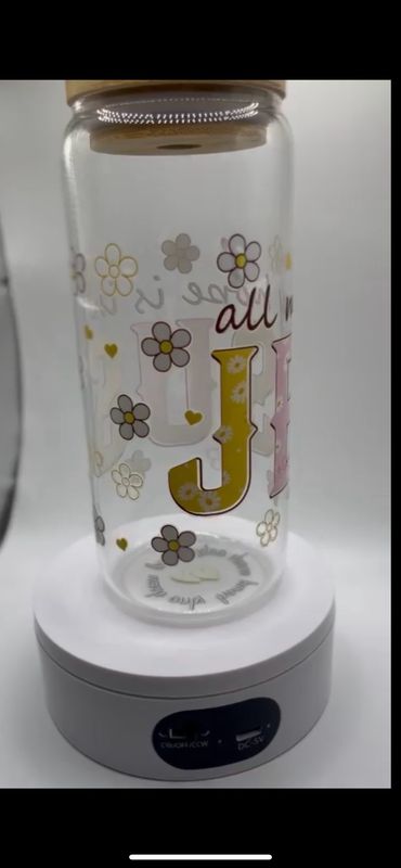 20 oz Glass Cup – All My Hope Is in Jesus ✝️💧