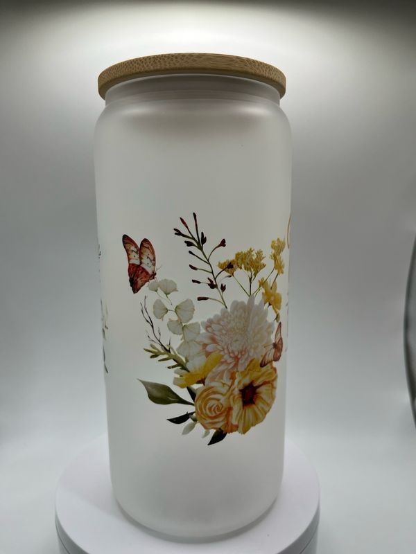 20 oz Glass Cup – Walk by Faith ✨👣