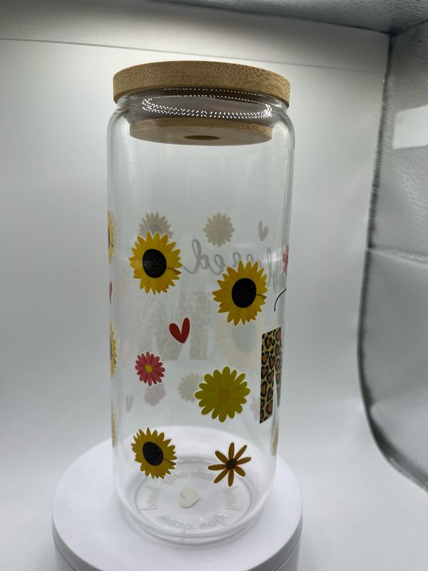 20 oz Glass Cup – Blessed Mom 💖🙏