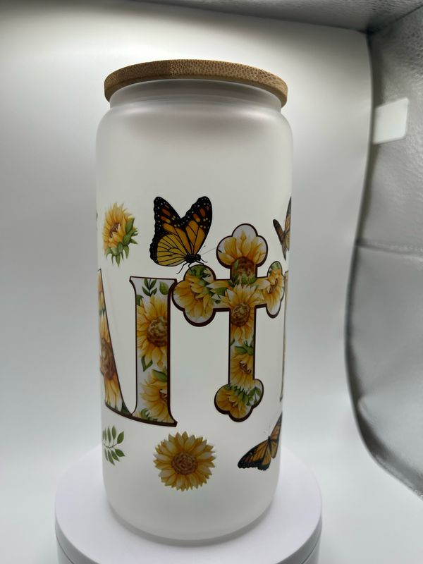 20 oz Glass Cup – Faith ✝️💫