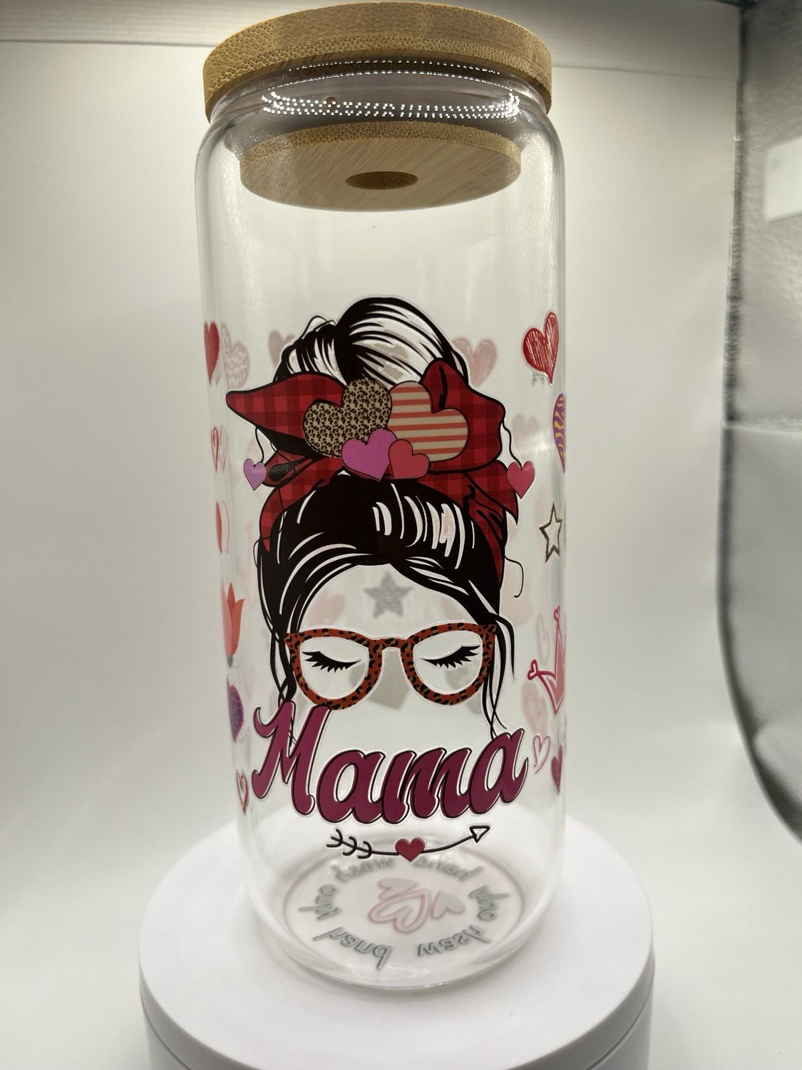 20 oz Glass Cup – Mama 💕🌿