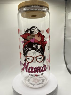 20 oz Glass Cup – Mama 💕🌿