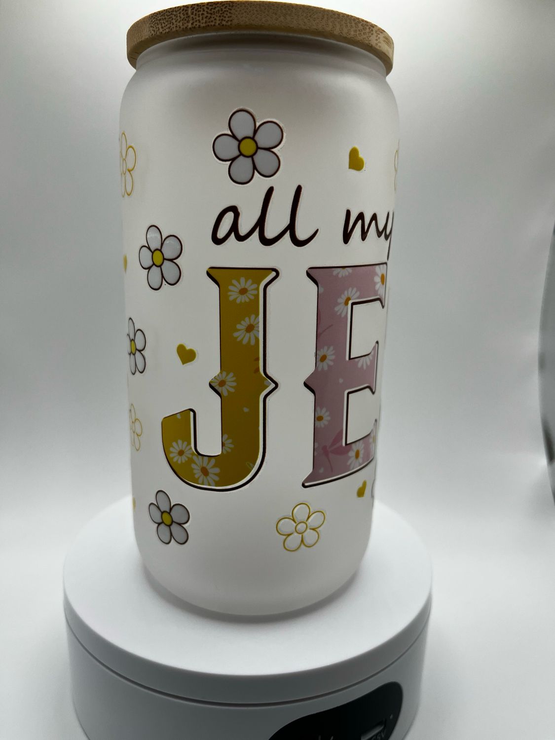 20 oz Glass Cup – All My Hope Is in Jesus ✝️💧