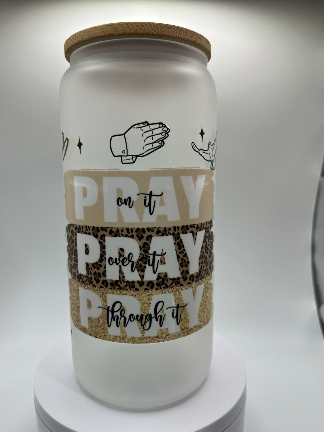 20oz Glass Cup - Pray 🙏🏻