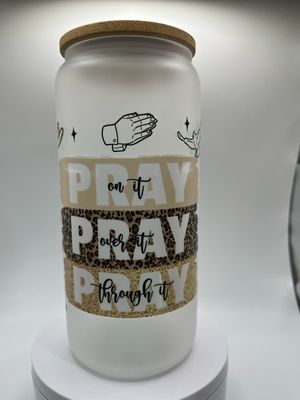 20oz Glass Cup - Pray 🙏🏻
