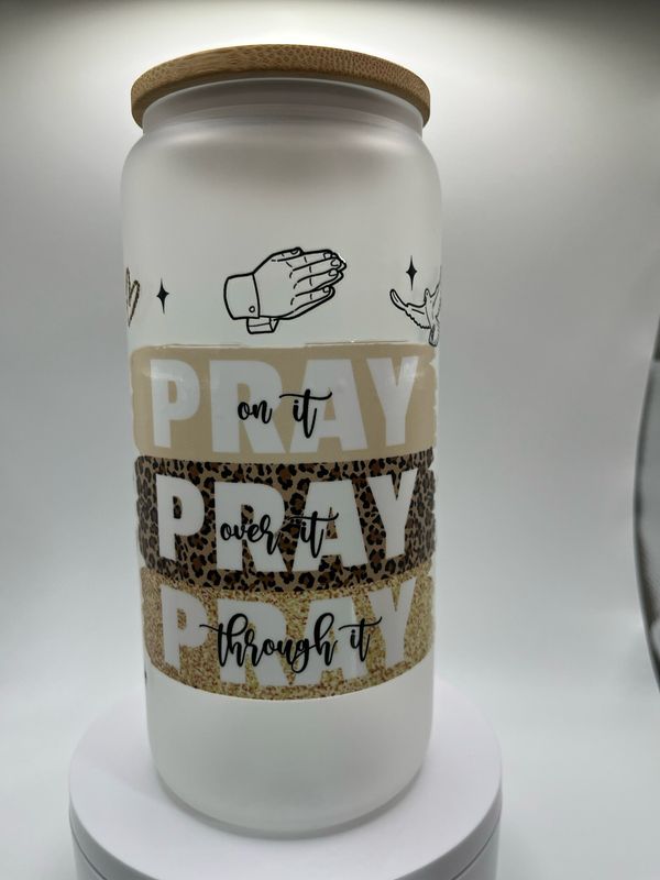 20oz Glass Cup - Pray 🙏🏻