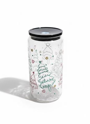 🎄 16 oz Christmas Glass Snow Globe Cup 🎅✨