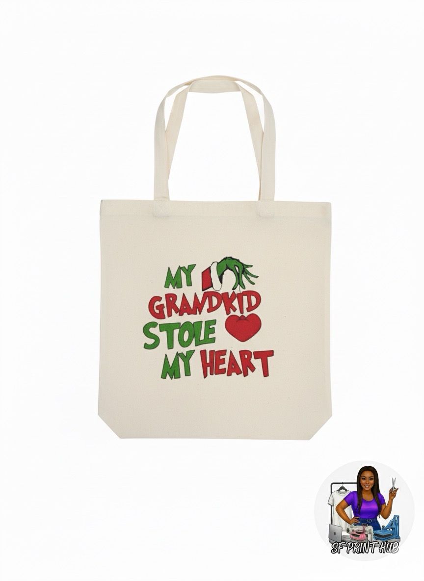 💚My Grandkid Stole My Heart&quot; Grinch Tote