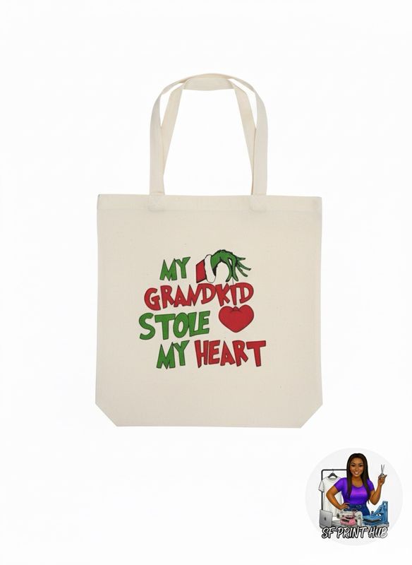 💚My Grandkid Stole My Heart" Grinch Tote