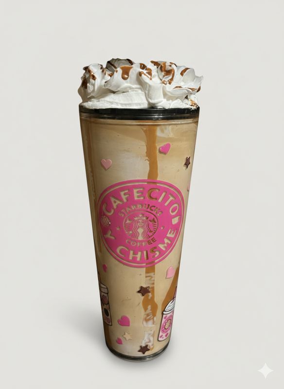 ☕✨ Caramel Latte Snow Globe Tumbler (24oz)