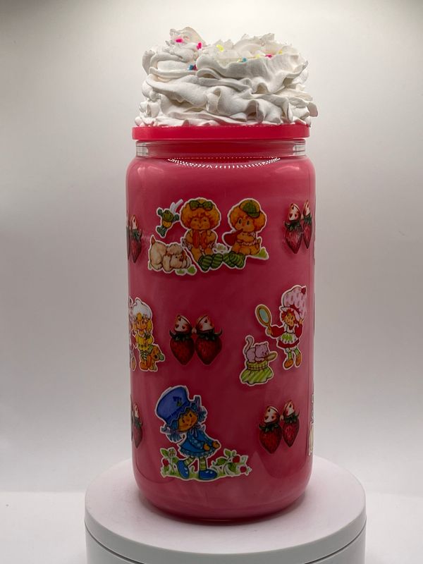 🍓✨ Strawberry Shortcake Dessert Glass Can Tumbler – 16 oz