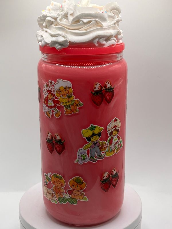 🍓✨ Strawberry Shortcake Dessert Glass Can Tumbler – 16 oz