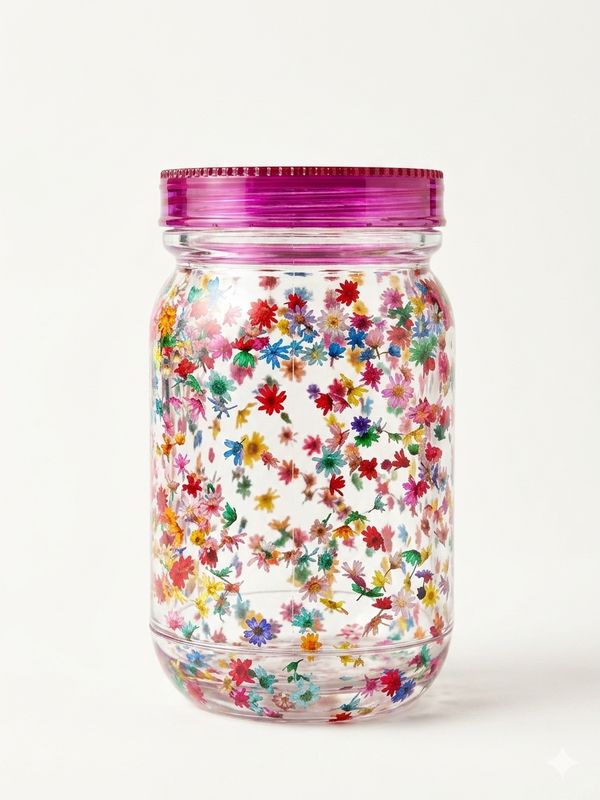 Spring Bloom Snow Globe Mason Jar 🌸🌼 – 20 oz Acrylic Cup