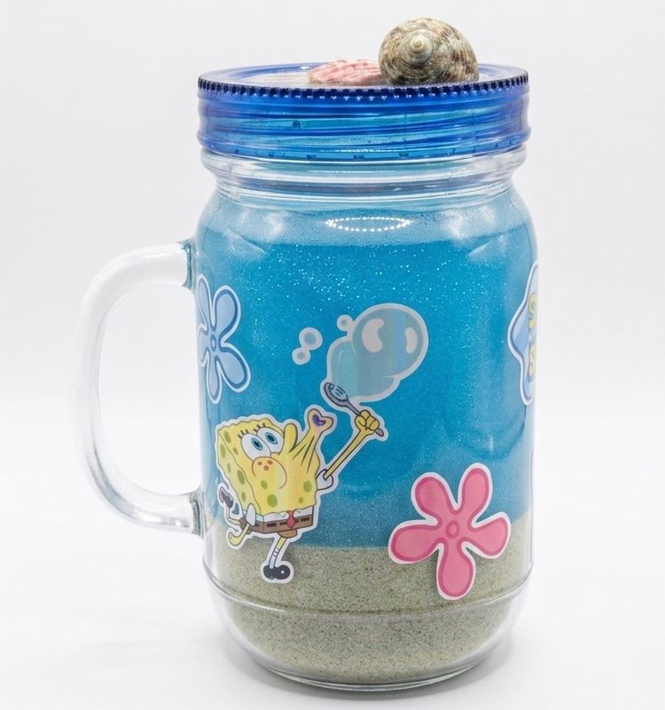 🌊 SpongeBob-Inspired 20oz Acrylic Snow Globe Cup 🐚