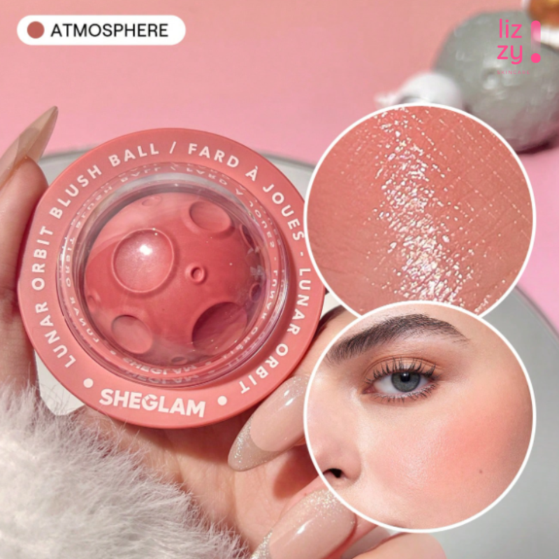 SHEGLAM Rubor En Crema Lunar Orbit Blush Ball-Atmosphere, Resistente Al Agua, Multiusos, Con Forma De Nave Espacial, Pigmento Natural