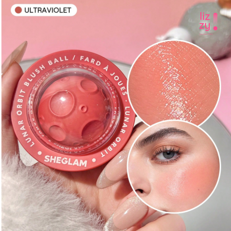 SHEGLAM Rubor En Crema Lunar Orbit Blush Ball-Ultraviolet, Rubor En Crema Que No Se Desvanece, Multiusos, Forma De Nave Espacial Ultraviolet